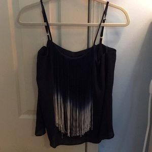 Blue ombré fringe tank